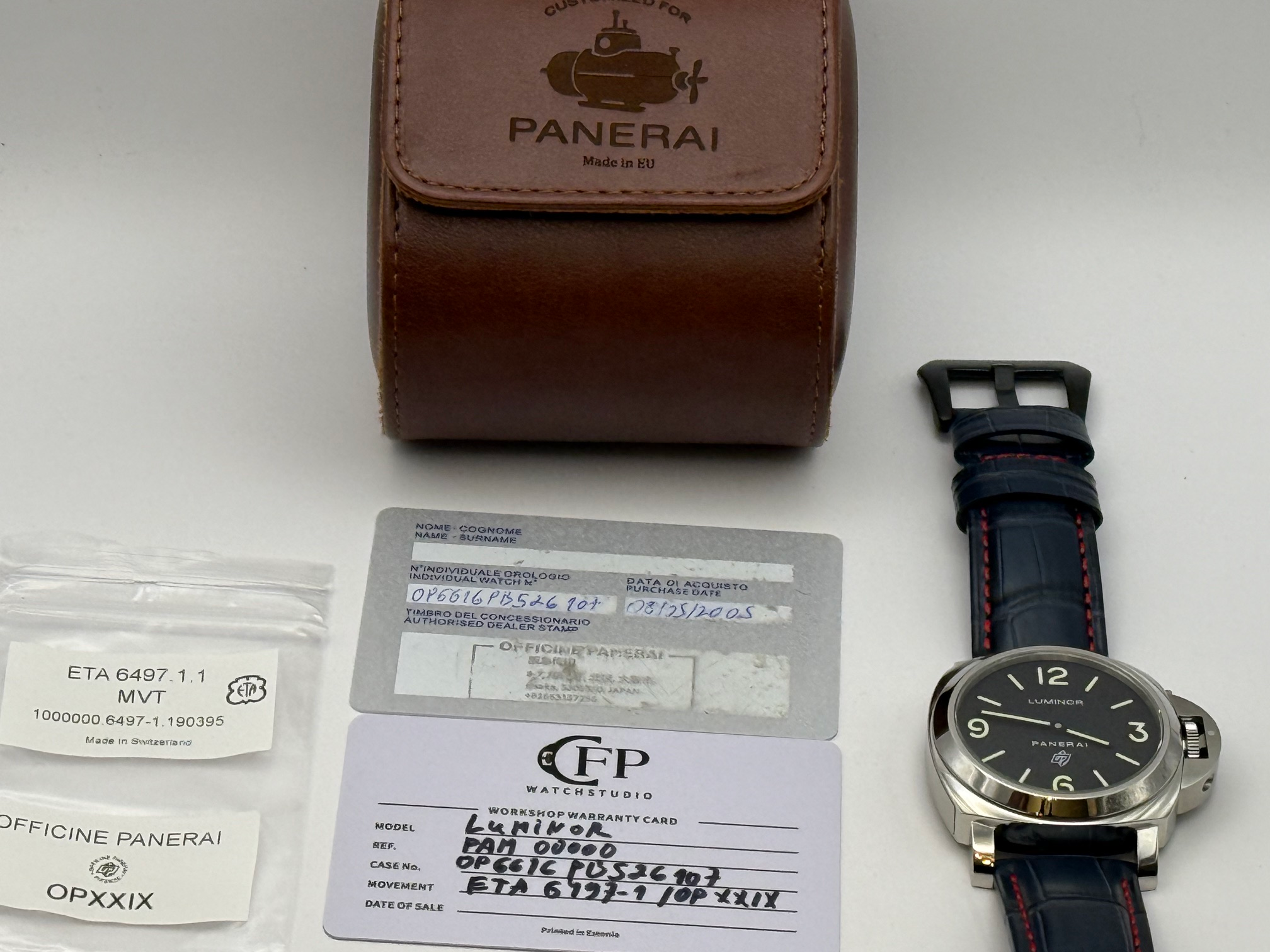 Montre Panerai PAM 00000 Luminor Base restaurée par un professionnel