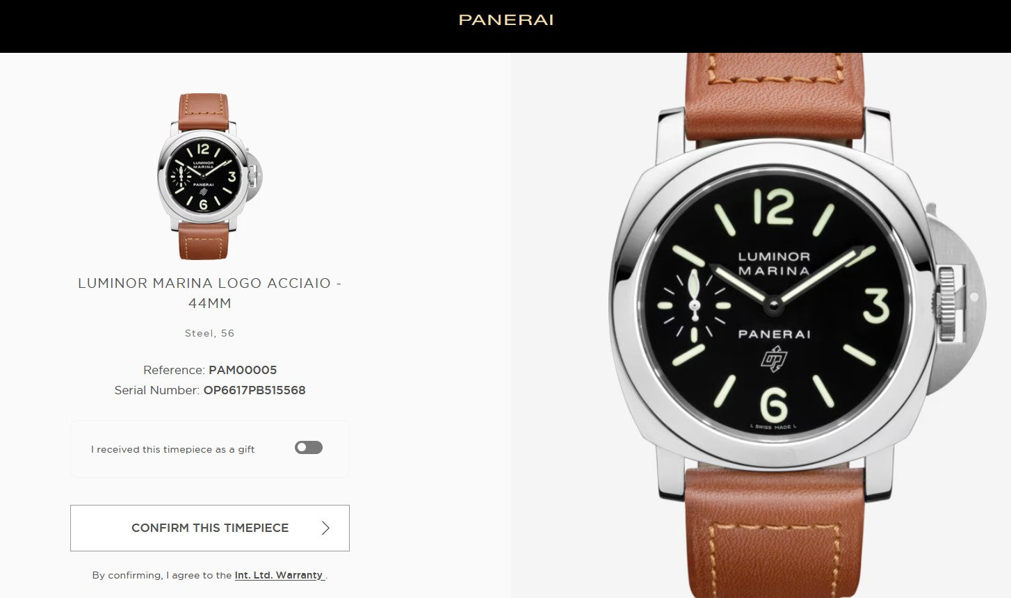 Panerai PAM 00005 Luminor Marina Professionally Restored Watch