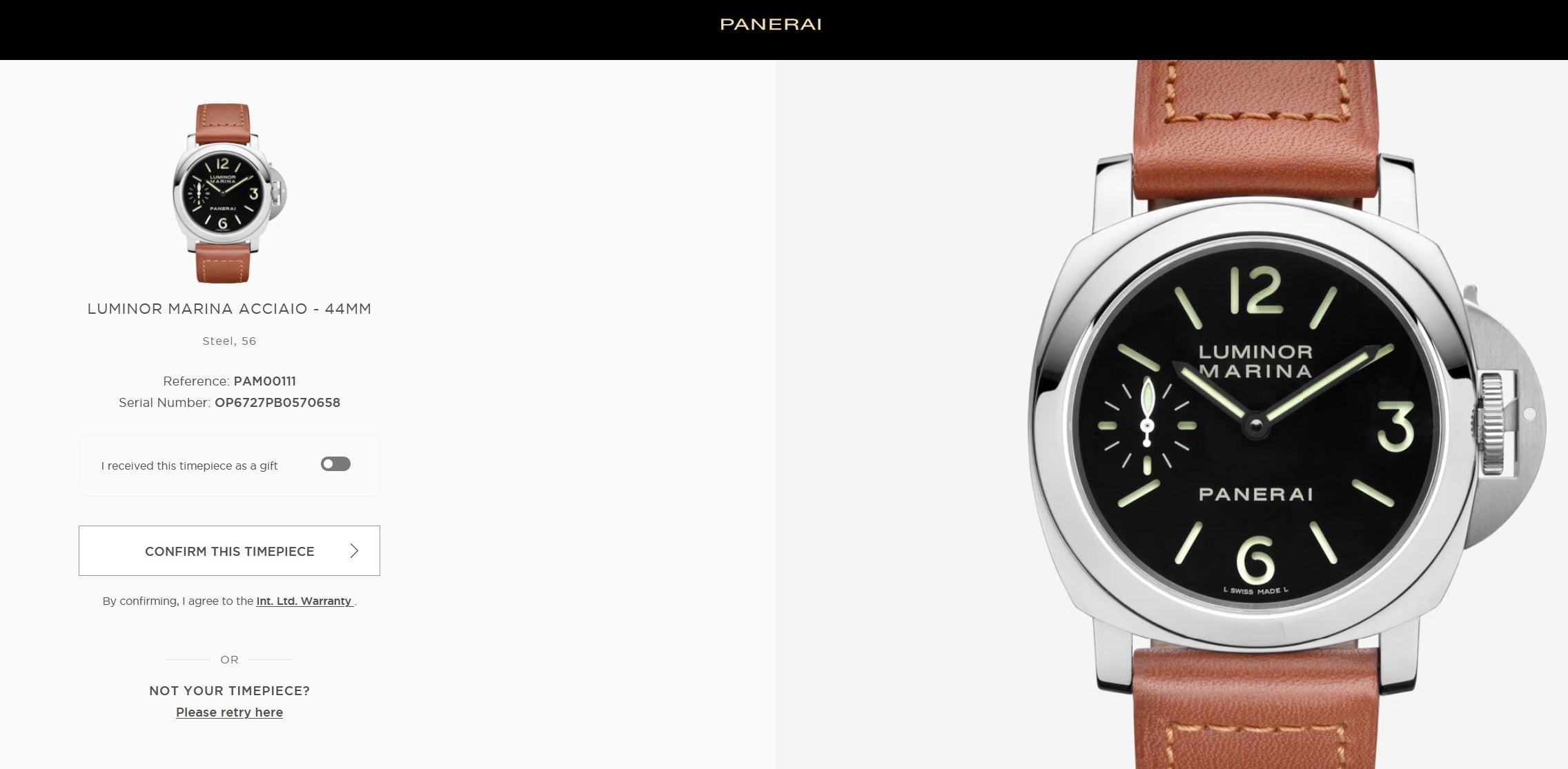 Panerai PAM 00111 Luminor Marina Restored Watch
