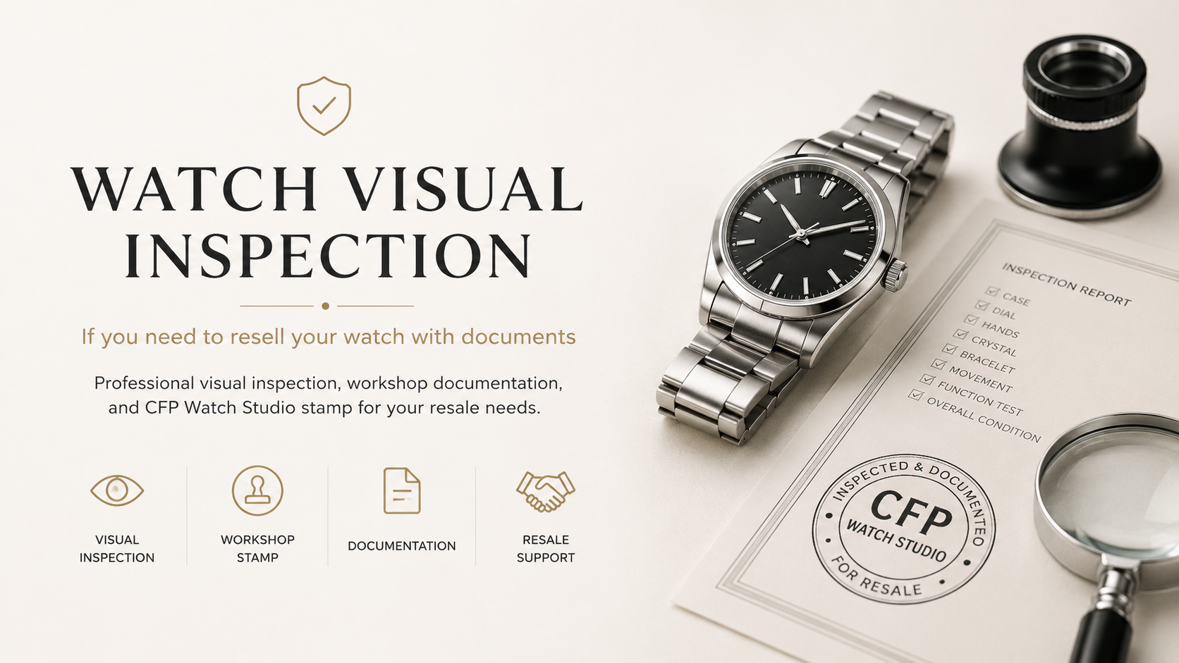 Watch visual inspection, Documentation for resale your watch